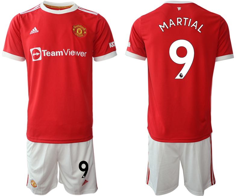 Men 2021-2022 Club Manchester United home red #9 Adidas Soccer Jersey->manchester united jersey->Soccer Club Jersey